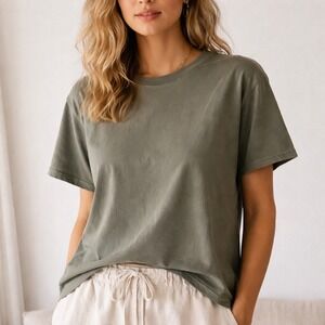 Le Bon Shoppe Sage Green Boxy Her Tee Shirt USA Cotton Minimalist Oversized M